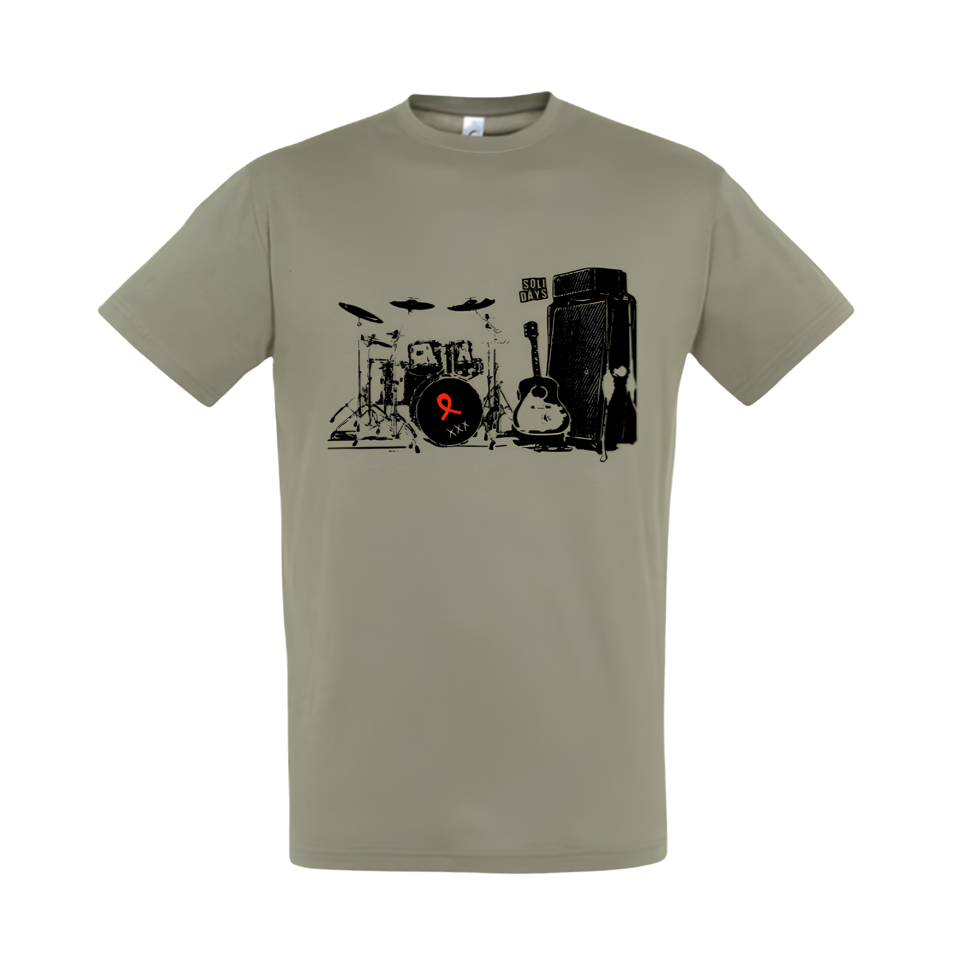 T-shirt Kaki Scène Rock