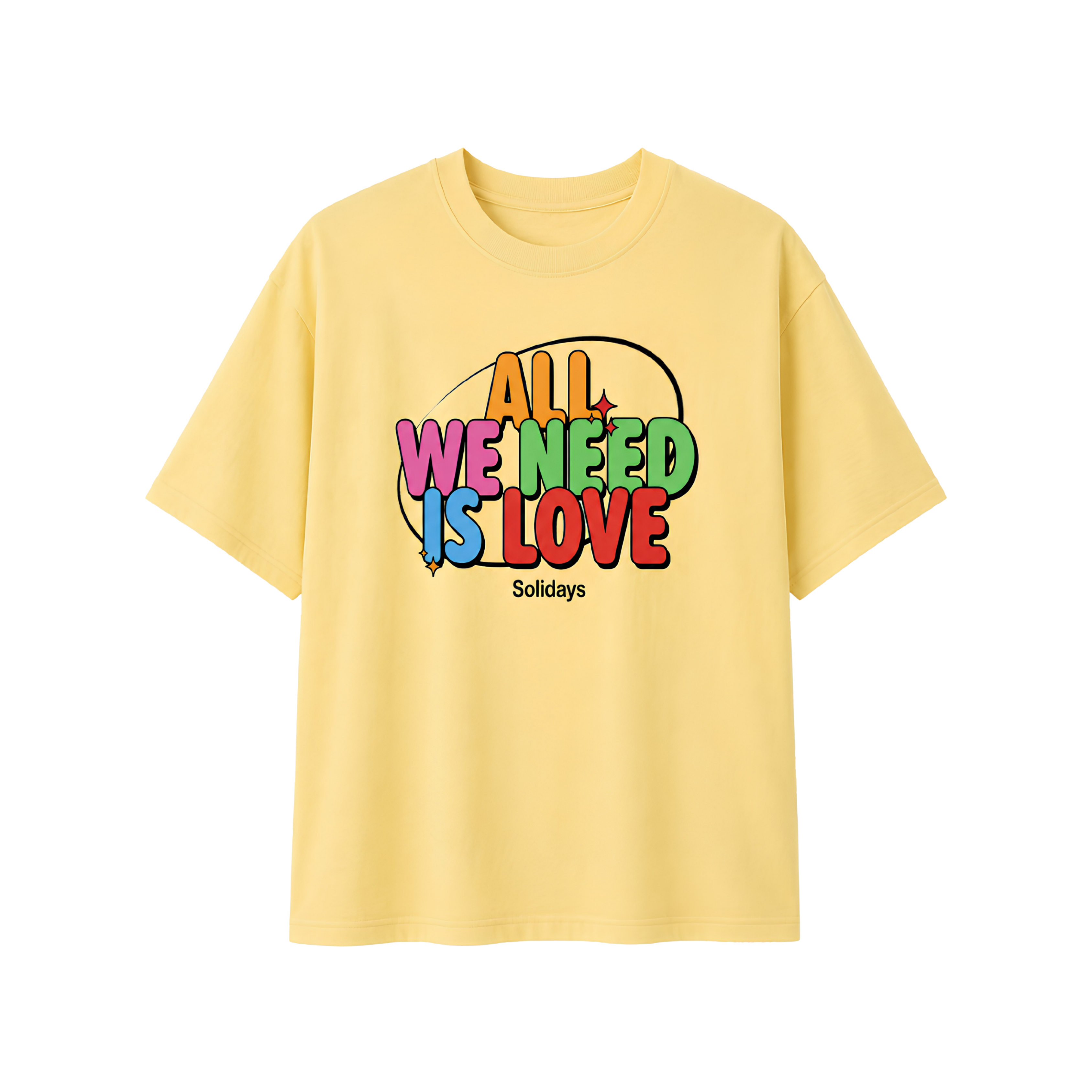 T-shirt Jaune Pâle All We Need Is Love
